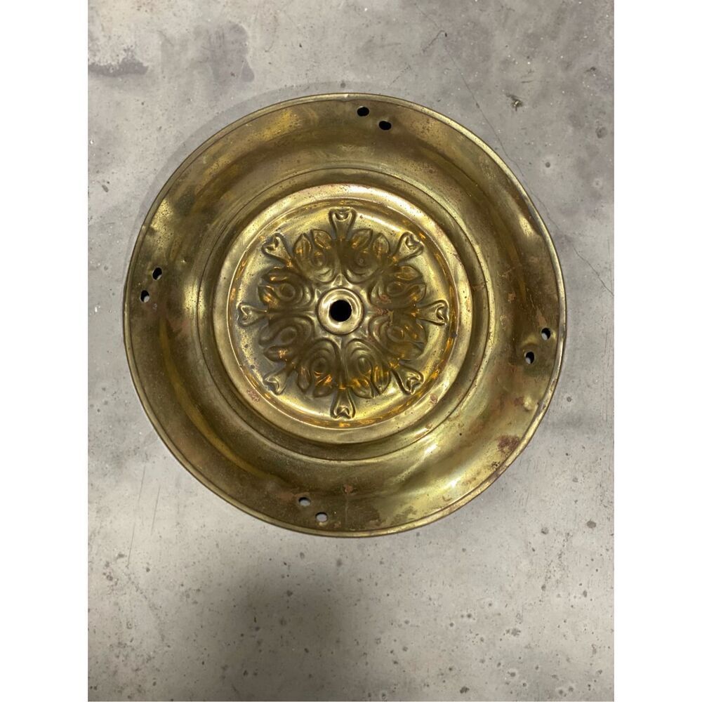 Vintage Brass Ornate Light Fixture Ceilling Canopy Medallion 10.5”
